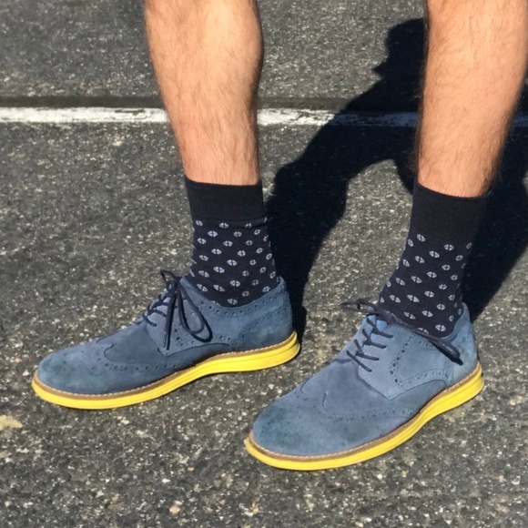 Aldo Other - Aldo Blue and Yellow Suede Wingtips